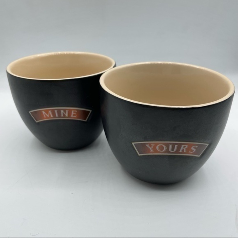 Ceramic Cups - Baileys Irish Cream Gifts | 2pc set - Mine and Yours | Black Tan